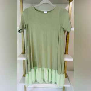 Agnes and Dora sage green drop waist dress with ruffle hem